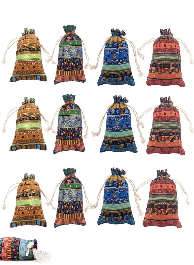 ZGGAZCA 12pcs Egyptian Style Jewelry Coin Pouches, Jewelry Pouches Drawstring Bags Small Cloth Egyptian Fabric Satchel with Amulet Design Tiny Coin Pouch Handbags for Women Candy Bag Travel Sachet - Image 1